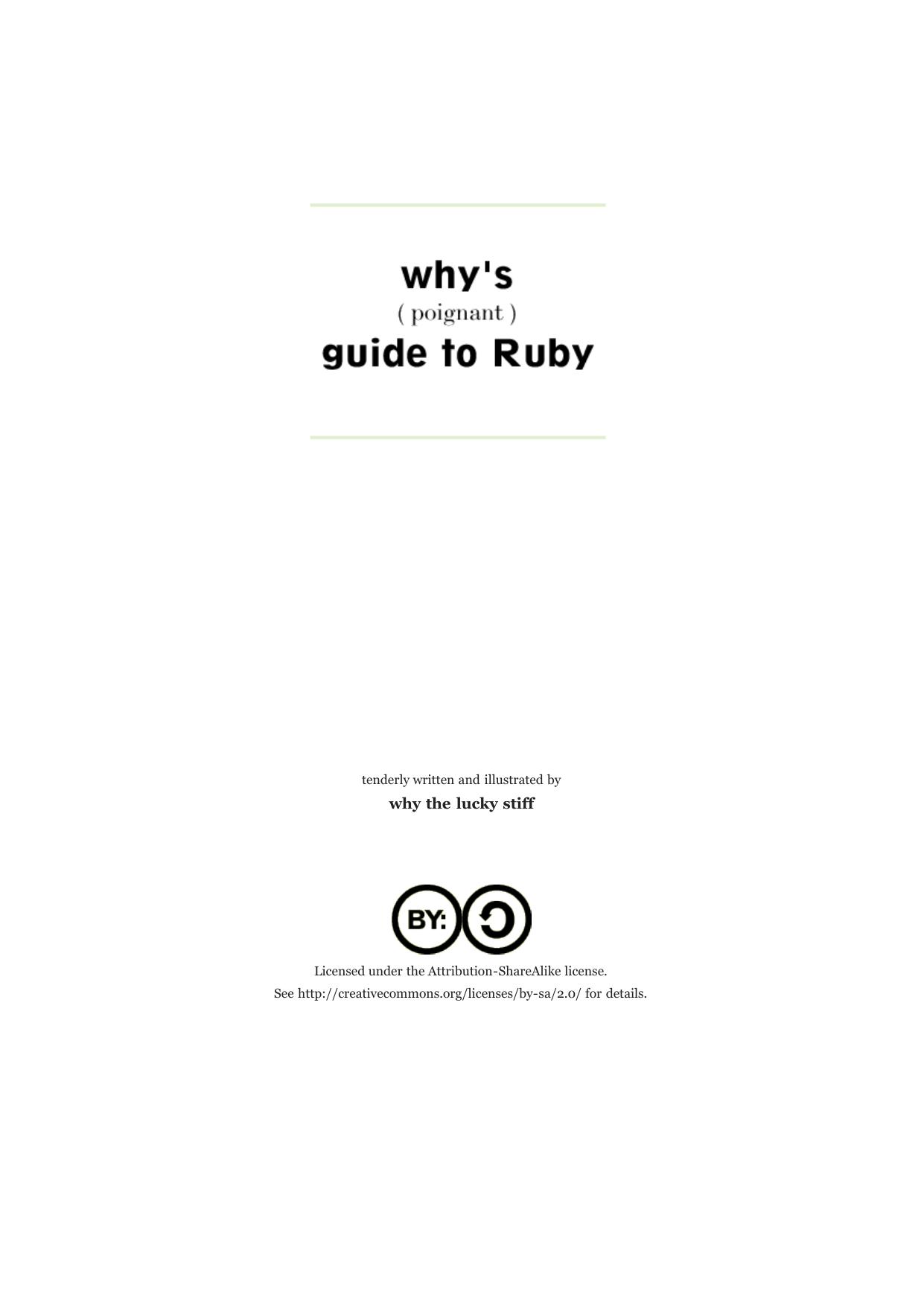 Why's (Poignant) Guide to Ruby - why the lucky stiff