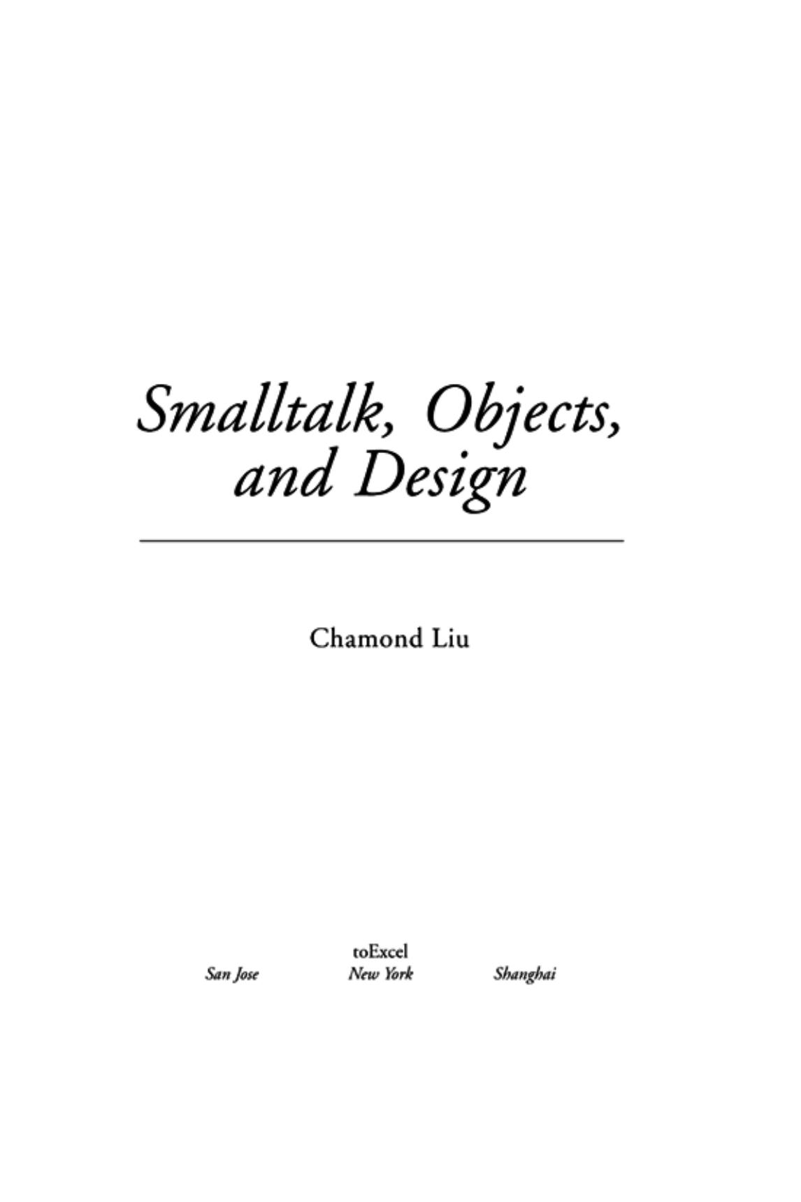 Smalltalk, Objects, and Design