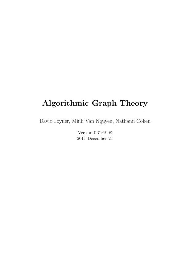 Algorithmic Graph Theory
