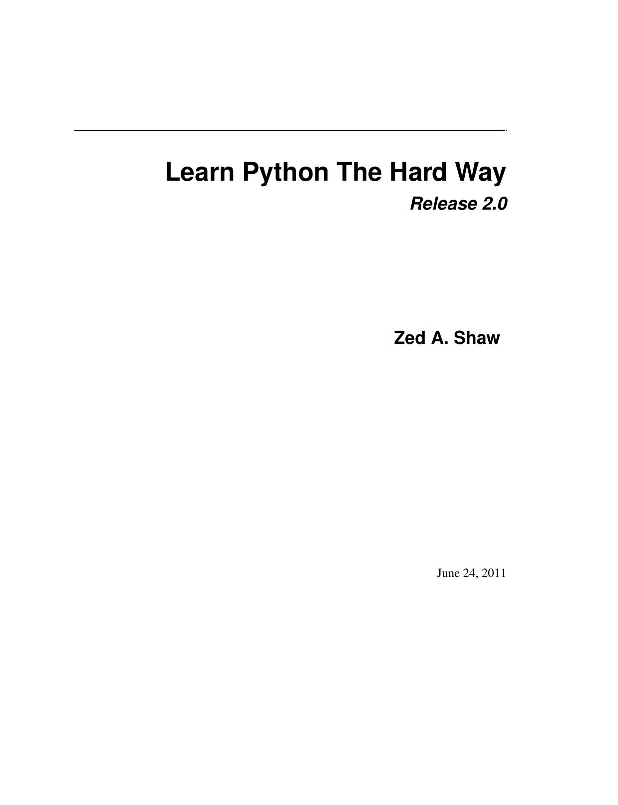 Learn Python The Hard Way 2nd Edition